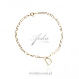 Gold-plated silver bracelet on a chain UNIONS - with the letter D