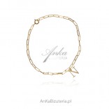Gold-plated silver bracelet on a chain UNIONS - with the letter N