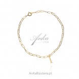 Gold-plated silver bracelet on a chain UNIONS - with the letter I