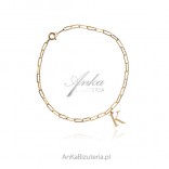 Gold-plated silver bracelet on a chain UNIONS - with the letter K