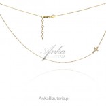 Gold-plated silver necklace CROSS with cubic zirconia