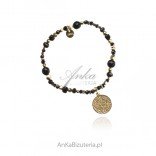Gold-plated silver bracelet with tourmaline and hematite - MEDALLIONS