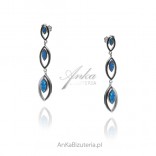Silver earrings with blue opal