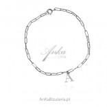 Silver bracelet on a chain UNIONS - with the letter A