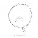 Silver bracelet on a Flat UNIONS chain - with the letter K