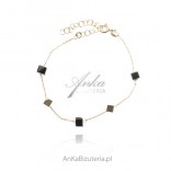 Gold-plated silver bracelet with onyx cubes