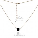 Gold-plated silver necklace with an onyx cube