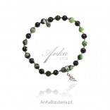 Silver bracelet with a natural ZOISITE stone