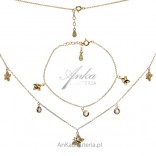 A set of gold-plated silver jewelry Butterflies with cubic zirconia
