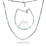 A set of silver jewelry with apatite, moonstone and hematite