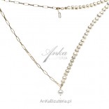 Gold-plated silver necklace with pearls