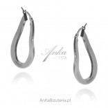 Silver oval twisted circles earrings