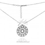 Silver necklace with the Sun pendant in a frame with a Greek pattern.