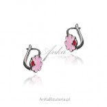 Silver children's earrings pink CLOVES
