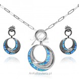 Silver jewelry with opal - a set of silver jewelry