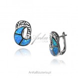 Silver earrings with blue opal