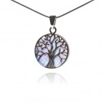 Silver pendant with a blue opal TREE OF HAPPINESS