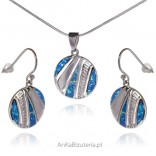 A set of silver jewelry with blue opal