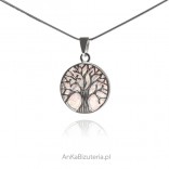 Silver pendant with white opal TREE OF HAPPINESS