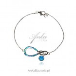 Silver bracelet INFINITY with blue opal