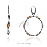Silver earrings with amber - beautiful circles on an English clasp