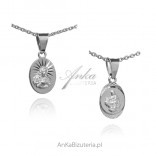 Rhodium plated silver medal Scapular with Jesus