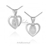 Silver Medallion Miraculous Mother of God in the heart