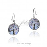 Tree of happiness silver earrings with blue opal