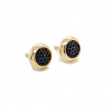 Gold earrings pr. 585 filled with black stones