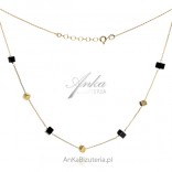 Gold-plated silver necklace with onyx cubes