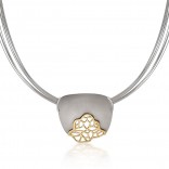 A modern necklace made of gold-plated silver and titanium