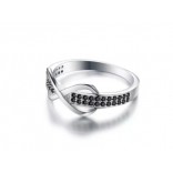 Silver infinity ring with black zircons