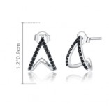 Silver earrings with black zircon