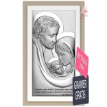 Picture of the Holy Family with quotation from John Paul II on double wood, 14 cm * 24 cm