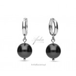 Silver dangling Swarovski pearl earrings