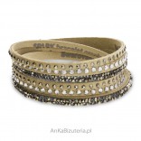 Swarovski MULTISTRANDS ROCK bracelet made of beige Alcantara and exclusive Swarovski crystals