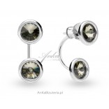 GAVIA Silver Swarovski earrings - Black Diamond cushions - 2 in 1