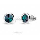Silver earrings from Swarovski Tiny Bonbon Studs in EMERALD color