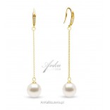 Gold-plated Luster earrings with Swarovski pearl in the Cream rose Pearl color