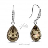 Silver Classy Pear Swarovski earrings in Greige color
