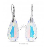 Silver Swarovski Teardrop earrings in Aurora Borealis color.