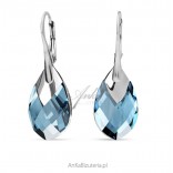 Silver Swarovski Silver Drop earrings in Aquamarine Light Chrome color.