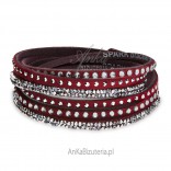 Swarovski Multistrands Rock bracelet - burgundy alcantra in the crystal colors Chrome, Silver Night and Light Chrome.