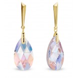 Silver gold-plated Swarovski Lacrima earrings in Light Ametist Shimmer color