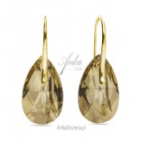 Silver gold-plated Swarovski Classic Drop earrings in Golden Shadow color.
