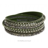 Swarovski Multistrands Rock bracelet with Alcantara® in khaki crystals in colors Metallic Light Gold ...