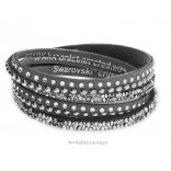 Swarovski Multistrands Rock bracelet with Alcantara in gray color, crystals Comet Argent Light and Light Chrome
