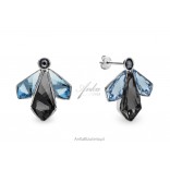 Falena silver earrings in Silver Night and Aquamarine colors