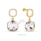Silver gold-plated Orbis Swarovski earrings in Cristal color