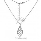 Silver necklace with an openwork leaf - fashionable Italian silver jewelry